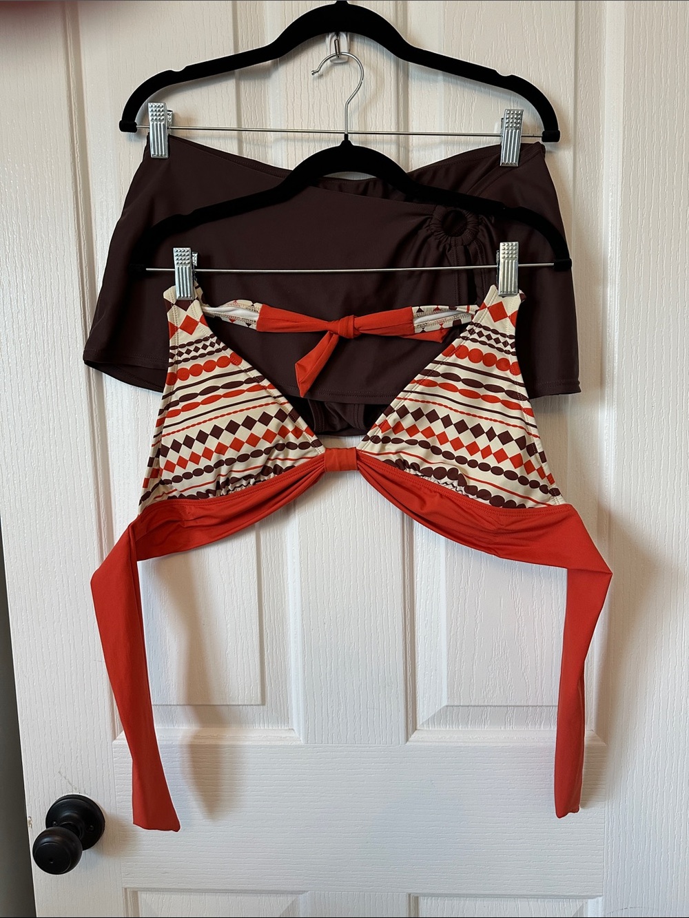 🧡 Geometric Stripe Swim Maxi Cover-Up in Orange and Brown 🧡 - Picture 4 of 10